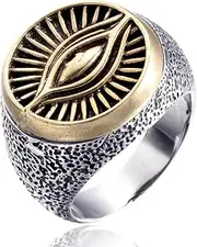 [TYMONT] Eye of Horus Ring Demon Eye Men's Stainless Steel Ring Egyptian Pharaoh Antique Jewelry Gift