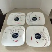 CORELLE VITRELLE " SPLENDOR " 10 1/2" SQUARE DINNER PLATE'S SET OF 4