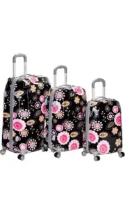 Rockland Vision Hardside Spinner Wheel Luggage, Love 3PC Set 20/24/28