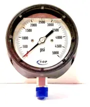 Process Pressure Gauge 4-1/2" Face 5,000 PSI 1/2" NPT S/S Lower Phenolic 685ER91