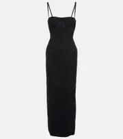 [Thom Browne] Thom Browne Corset wool and silk maxi dress AU 14 black