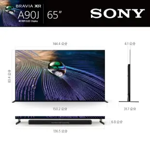 【SONY 索尼】BRAVIA 65型 4K OLED Google TV 顯示器(XRM-65A90J)