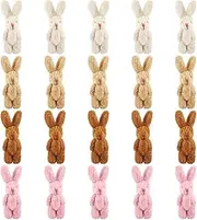 20 Pieces Mini Plush Rabbit Tiny Joint Rabbit 2.4 Inch Small Bunny Doll Soft Bunny Stuffed Animal Toys for Easter Birthday Cake Wedding Decorations Party Favors (Long Plush Style)
