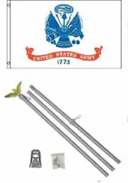 2x3 2'x3' U.S. Army White Emblem Flag Aluminum Pole Kit Set