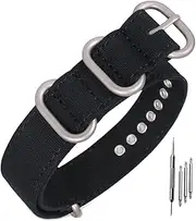 [Niziruoup] Watch straps, canvas strap for watch, 18 mm, 20 mm, 22 mm, 24 mm, 26 mm, Nato premium replacement watch straps with stainless steel metal clasp, sports breathable replacement strap for men
