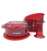 Tupperware TupperWave Stack Cooker 7 Piece Set Cranberry Red Color