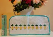 New Pineapples Pink Hearts 4-Slice Toaster Cover Quilted Plastic Teal Trim