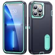 MCC Shockproof iPhone 15 Pro Case Cover Heavy Duty with Stand Apple 15Pro [Navy+Light Blue]