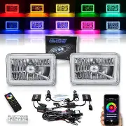 4X6" BLUETOOTH & RF Color Change SMD LED Halo Headlight 6K HID Light Bulbs Pair (for: Volkswagen)