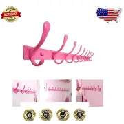 Pink Wall Mounted Coat Rack with 10 Heavy-Duty Hooks - Stylishly Organized