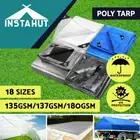 Instahut Tarpaulin Tarp Poly Tarps Heavy Duty Canvas Camping Cover Tent 180gsm