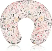 Baby Nursing Pillow Cover, Removeable Breastfeeding Pillow Slipcover, Nursing Pillow Case for Newborn Boys Girls, Soft Fabric Fits Snug On Infant, Washable & Breathable, Yellow Pink Flowers