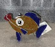 Bead Worx Grass Roots Beaded Button Fish Wire Sculpture Ornament ~ Brand New Tag