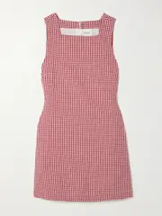 [Posse] Posse - Emma Gingham Linen-seersucker Mini Dress - Red - x small x small Red
