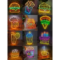 在飛比找ETMall東森購物網優惠-漢堡奶茶薯條燈牌擺攤廣告裝飾網紅夜市歡迎光臨發光字led霓虹