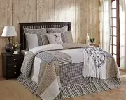 Blue and Gray Ashmont Quilt Hand Stitched Vintage-Style Reverse Seam Patchwork