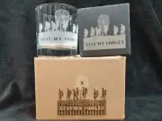 Lest We Forget Tumbler Glass with slate Coaster gift set personalised
