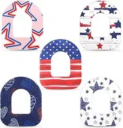 25pcs Adhesive Patches for Omnipod, 4th of July Independence Day CGM Patch Protector Waterproof Overpatch Sweatproof Tape Pre-Cut Sensor Sticker Cover Compatible with Omnipod 5 Over Patch (5 Styles)