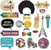 20Pcs Disco Party Photo Booth Props Disco Party Supplies 1970s Disco Throwback Party Photo Booth Props for Retro Disco Fever Dance Party 70's Boogie Party 1970s Birthday Hippie Party Favors