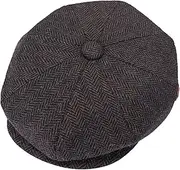 [ZRWASKA] Mens Flat Caps UK 8 Panel Peaky Flat Baker Boy Hats Wool Cap – Gatsby Tweed Wool Fabric Newsboy Style Women Baker 1920s Hat Flat Cap Men Plain Herringbone Size S-XXL