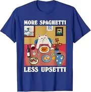 [SDYBZSTU] More Spaghetti Less Upsetti Funny Cute Cat Saying Quote T-Shirt