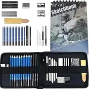 [Techshining] 33 pieces Drawing Pencils Art Supplies, Sketching Pencils, Charcoal Pencils and Charcoal Stick with Portable Travel Case, Art Supplies for Artists Beginner, Adults, Students, Teens