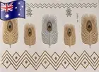 FLASH TATTOO Metallic Silver & Gold Foil Peacock Feather Boho Henna Tattoos New