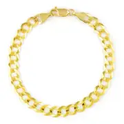 10K Yellow Gold Solid Mens/Women 7mm Cuban Curb Chain Link Bracelet 7"