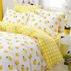 Lemon Printing 100% Cotton Bedding Set Duvet Cover+Sheet+Pillow Case Four-Piece