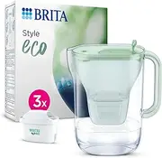 BRITA Water Filter Jug Style Eco Green (2.4L) incl. 3X MAXTRA PRO Pure Performance Cartridge - Sustainable, Fridge-Fitting Pitcher with Smart LED-LTI, Reduces Chlorine, limescale & impurities