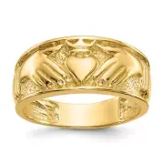 10k Yellow Gold Polished Claddagh Band Ring Gift For Men Size 10