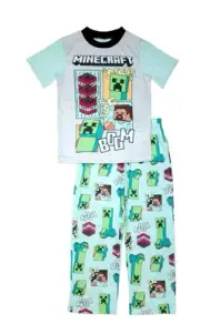 Minecraft Steve, TNT and Creeper Mob Boy's Short-Sleeved Poly Pajama Set