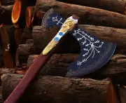 Custom Handmade Carbon Steel Axe GOW Wood Handle With Leather Sheath