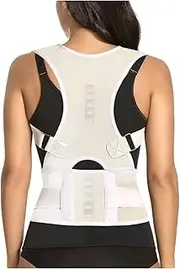 Back Brace Support Belt Magnetic Posture Corrector Full Back Lumbar Support Belt For Lower Upper Back Pain Relief(White,3X-Large)