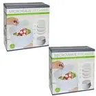2PK Microwave 2 Tier Steamer for Food/Vegetables Cookware Kitchen Tool Pot w/Lid