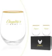 Set of 4 Stemless Wine Glasses - Perfect for Savoring White or Red Wine - 15 oz