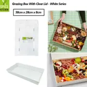 Paper Catering Grazing Boxes Plastic Lid Disposable Takeaway Food Cake Tray Bulk