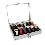 12 Grids Carbon Fiber Aluminum Watch Box Storage Case Holder Display