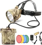 Camo Coon Hunting Lights Headlamp for Coyotes Hog Predators, Rechargeable & Wate