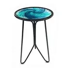 Patio Side Table, Small Round End Table, Metal Side Table Outdoor, Small