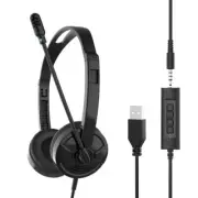 Adjustable Stereos Headphones USB Headsets with Mics for Office Computer Call