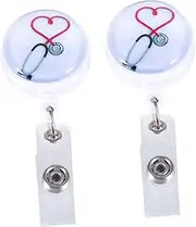 CAXUSD Retractable Badge Reel with White Belt Clip Stylish Blue Id Holder for Nurses Doctors Students and Events Work Badge Accessories for Key and Name Tags