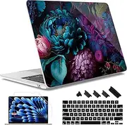 May Chen Compatible with M3 MacBook Air 15 Inch Case Model A3114 A2941 M2 Chip 2024 2023 Release, Plastic Hard Shell Case with Screen Protector&Keyboard Cover, Vintage Floral