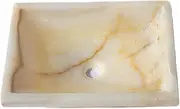 Honey Onyx Rectangular Basin - Handmade Honey Onyx Stone Countertop Wash Basin - Elegant High-Gloss Finish Vessel Sink for Bathroom or Washroom - Easy to Clean - Size: 49x36x14 cm