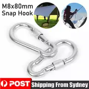 80mm M8 Carabiner Snap Hook Clip Keyring Camping Climbing Lock Key Ring AU NEW
