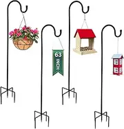 LaLaGreen Shepherd Hooks (4 Pack, 60 Inch) Hanging Plant Hook for Outdoor Flower Basket, Black Heavy Duty Garden Feeder Pole for Hanging Mount Bird Feeder, Wind Chime, Solar Latern Light Holder Decor