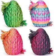 HIMS Set of 4 3D Printed Dragon Egg Mysterious Dragon Toy, Surprise Dragon Egg with Dragon Inside, 3D Printed Dragon Easter Dragon Eggs