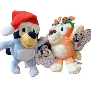 BLUEY & BINGO Santa Reindeer Christmas Plush Set of 2 Bag Clip On Keychain NEW