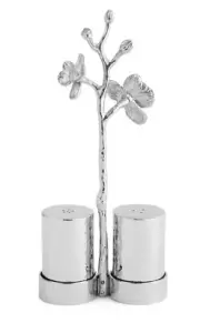 Michael Aram White Orchid Stand with Salt & Pepper Set 111809 NEW Nickelplate/SS