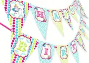 Alice in Wonderland Happy Birthday Banner - Brights